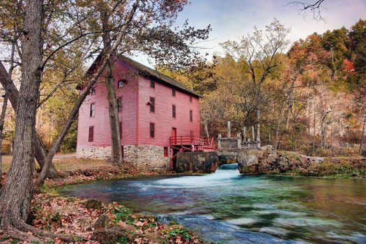 mill house at alley spring missouri in fall