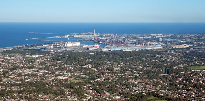 looking down onto wollongong city and suburbs