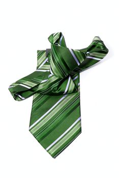 green checkered man's necktie on white background