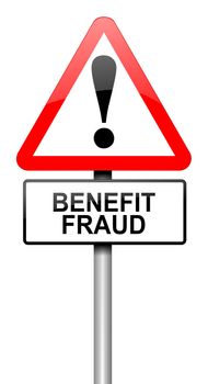 Illustration depicting a road traffic sign with a benefit fraud concept. White background.