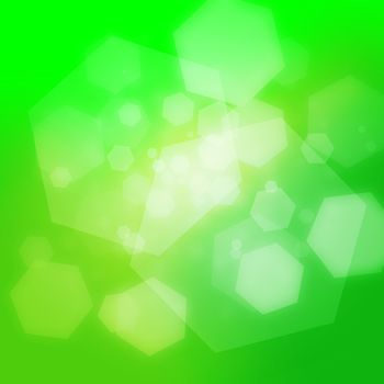 Hexagon bokeh with vibrant green background