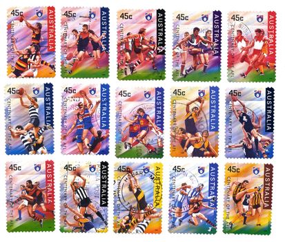 Sport, AFL Australia Stamps a collection printed in 1996 for Centenary of the AFL