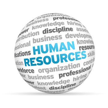 3d Human Resources Word Sphere on white background.