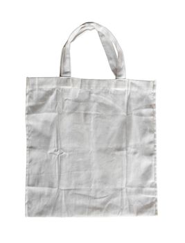 White cotton bag on white isolated background