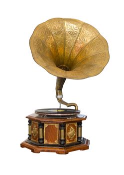 Vintage Gramophone isolated on white background
