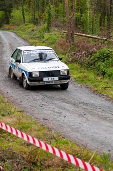 MALLOW, IRELAND - MAY 19: unidentified driver on Talbot Sunbeam at the Jim Walsh Cork Forest Rally on May 19, 2012 in Mallow, Ireland. 4th round of the Valvoline National Forest Rally Championship.