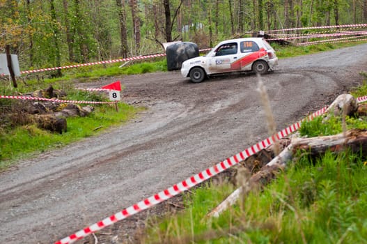 MALLOW, IRELAND - MAY 19: D. Nagle driving Nissan Micra at the Jim Walsh Cork Forest Rally on May 19, 2012 in Mallow, Ireland. 4th round of the Valvoline National Forest Rally Championship.