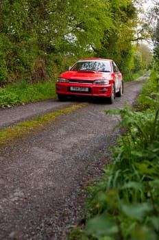 MALLOW, IRELAND - MAY 19: I. Chadwick driving Subaru Impreza at the Jim Walsh Cork Forest Rally on May 19, 2012 in Mallow, Ireland. 4th round of the Valvoline National Forest Rally Championship.