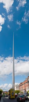 DUBLIN, IRELAND - MAY 12: tourists visiting The Spire of Dublin at the famous O'Connell street on May 12, 2012 in Dublin, Ireland. It has 121.2 metres and costs 4 Million Euros.