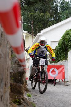 PENACOVA, PORTUGAL - MAY 27: Nuno Costa during the Taca de Portugal Downhill Urbano Vodafone on may 27, 2012 in Penacova, Portugal.
