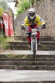 PENACOVA, PORTUGAL - MAY 27: Guilherme Silva during the Taca de Portugal Downhill Urbano Vodafone on may 27, 2012 in Penacova, Portugal.