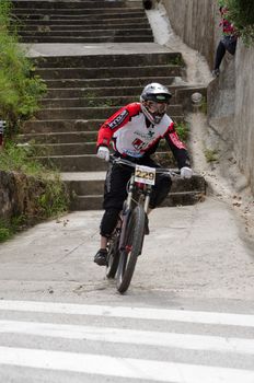 PENACOVA, PORTUGAL - MAY 27: Marco Cordeiro during the Taca de Portugal Downhill Urbano Vodafone on may 27, 2012 in Penacova, Portugal.
