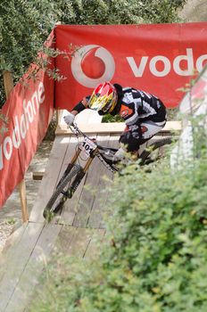 PENACOVA, PORTUGAL - MAY 27: Goncalo Santos during the Taca de Portugal Downhill Urbano Vodafone on may 27, 2012 in Penacova, Portugal.