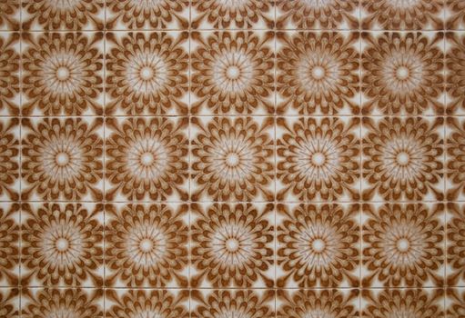 Colorful vintage spanish style ceramic tiles wall decoration.