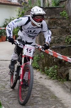 PENACOVA, PORTUGAL - MAY 27: Joao Rodrigues during the Taca de Portugal Downhill Urbano Vodafone on may 27, 2012 in Penacova, Portugal.