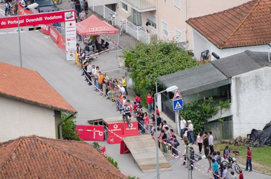 PENACOVA, PORTUGAL - MAY 27: Unidentified  rider during the Taca de Portugal Downhill Urbano Vodafone on may 27, 2012 in Penacova, Portugal.
