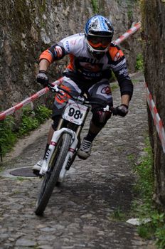 PENACOVA, PORTUGAL - MAY 27: Francisco Silva during the Taca de Portugal Downhill Urbano Vodafone on may 27, 2012 in Penacova, Portugal.