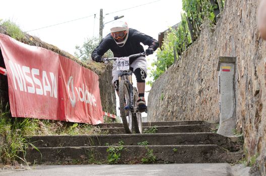 PENACOVA, PORTUGAL - MAY 27: Bernardo Abreu during the Taca de Portugal Downhill Urbano Vodafone on may 27, 2012 in Penacova, Portugal.
