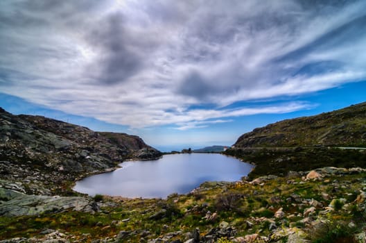 Serra da Estrela, wide landscape view of a lake in Portugal - Europe