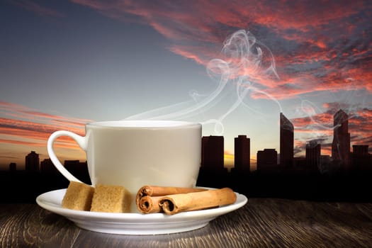 Image of coffee beans and white cup