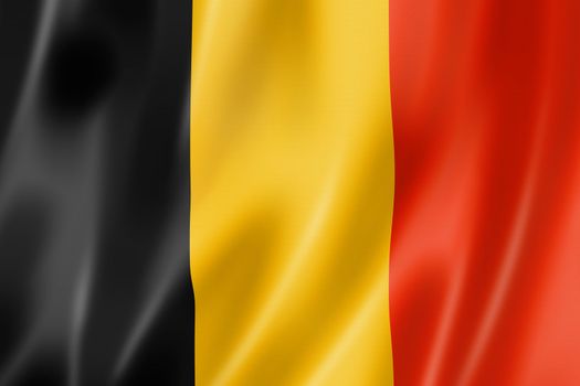 Belgium flag, three dimensional render, satin texture