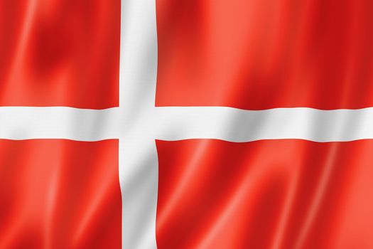 Denmark flag, three dimensional render, satin texture