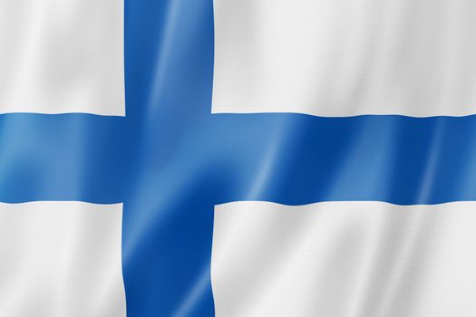 Finland flag, three dimensional render, satin texture