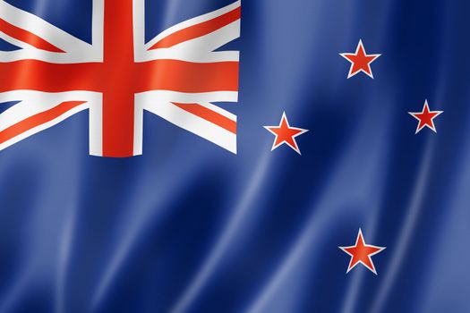 New Zealand flag, three dimensional render, satin texture