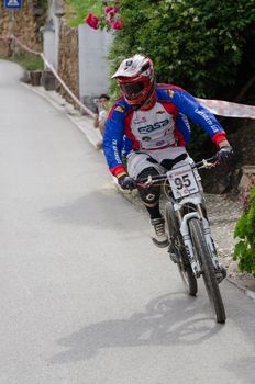 PENACOVA, PORTUGAL - MAY 27: Aurelio Domingos during the Taca de Portugal Downhill Urbano Vodafone on may 27, 2012 in Penacova, Portugal.