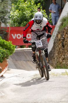 PENACOVA, PORTUGAL - MAY 27: Renato Rodrigues during the Taca de Portugal Downhill Urbano Vodafone on may 27, 2012 in Penacova, Portugal.