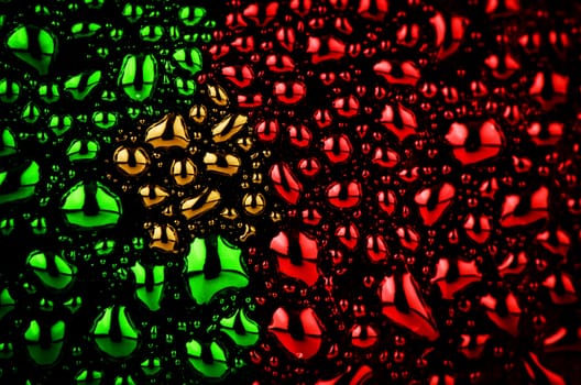 Portuguese flag made of water drops.
