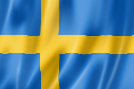 Sweden flag, three dimensional render, satin texture