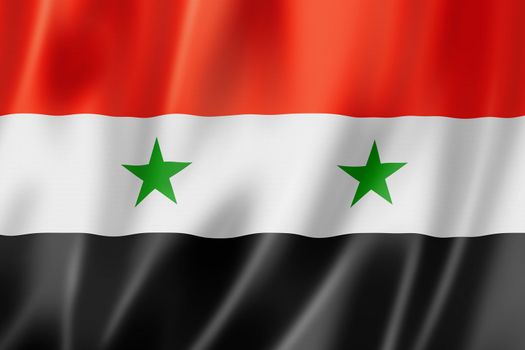 Syria flag, three dimensional render, satin texture