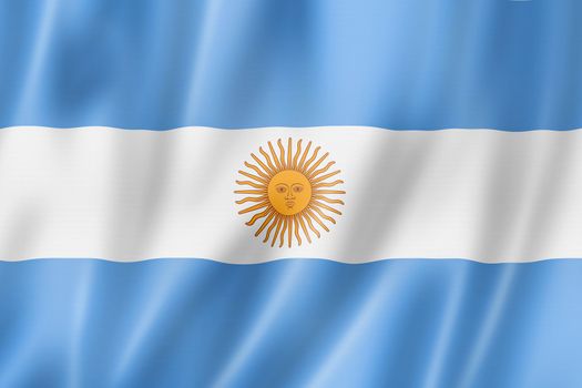 Argentina flag, three dimensional render, satin texture