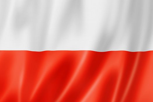 Poland flag, three dimensional render, satin texture