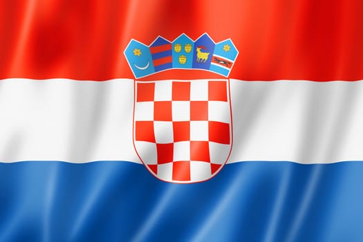 Croatia flag, three dimensional render, satin texture