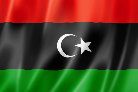 Libya flag, three dimensional render, satin texture