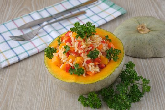 porridge of rice and vegetables with pumpkin 