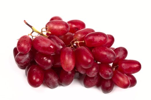 Bunch of red grapes isolated on white background