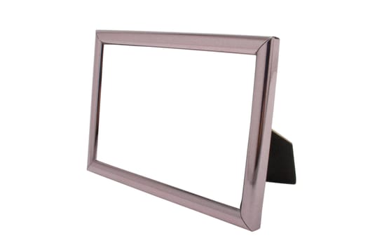 Empty metal picture frame isolated on white background