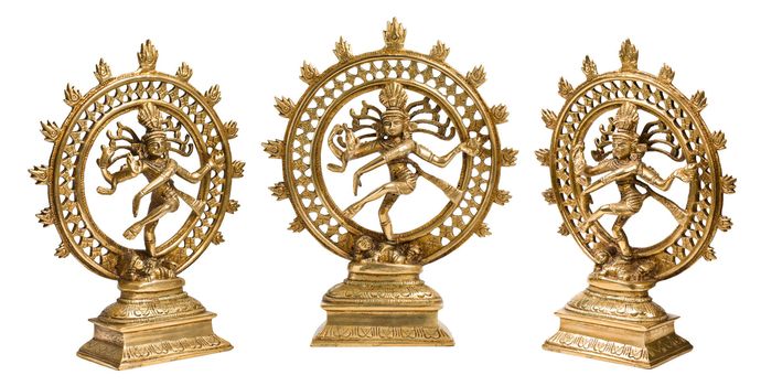 Statues of indian hindu god Shiva Nataraja - Lord of Dance isolated on white