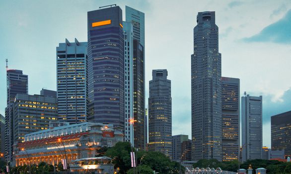 Skyscrapers of Singapore in evening