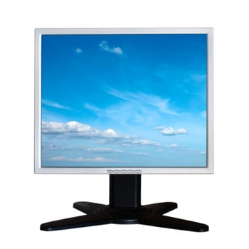 Computer LCD monitor isolated on white
