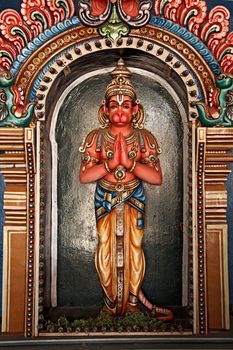 Hanuman statue in Hindu Temple. Sri Ranganathaswamy Temple. Tiruchirappalli (Trichy), Tamil Nadu, India