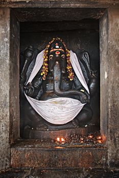 Ganesh statue in Hindu temple. Brihadishwarar Temple, Thanjavur, Tamil Nadu, India