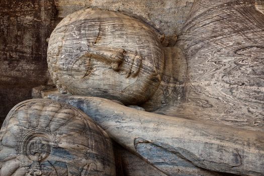 Close-up of Reclining Buddha, Gal Vihara, Polonnaruwa, Sri Lanka