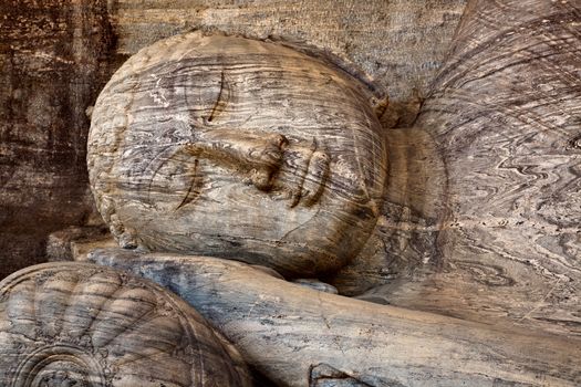 Close-up of Reclining Buddha, Gal Vihara, Polonnaruwa, Sri Lanka