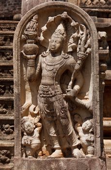 Ancient guardstone bas relief at Vatadage in Pollonnaruwa, Sri Lanka