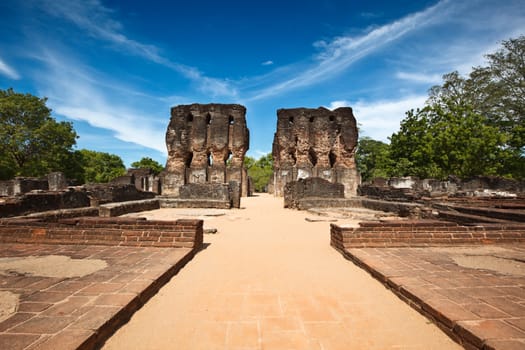 Ancient Royal Palace ruins. Pollonaruwa, Sri Lanka