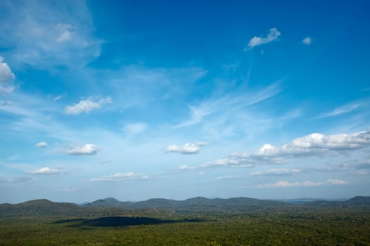 Sky above small mountains, covered with trees. Sri Lanka